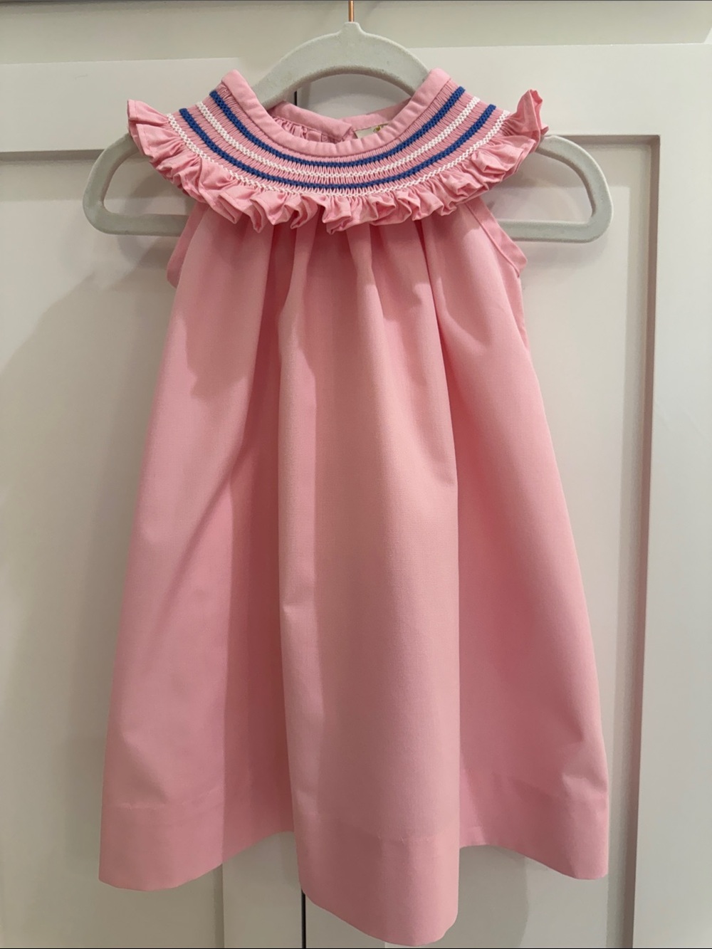TBBC Sandy Smocked Dress in Palm Beach Pink/Beale Street Blue/Worth Avenue White